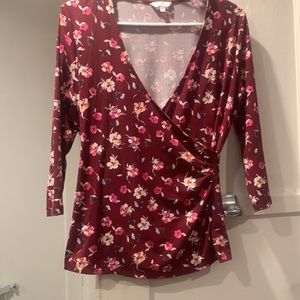 Candies Womens Floral Wrap Top Size Medium